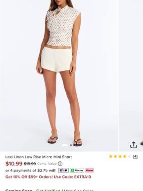 Fashion Nova Linen Low Rise Micro Mini Shorts - Cream